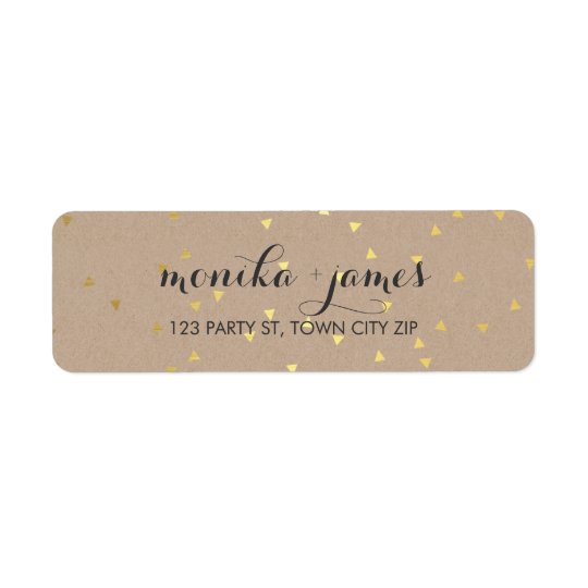 GEO CONFETTI cute gold foil trendy festive kraft Return Address Label