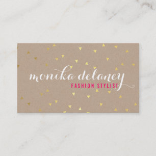 GEO CONFETTI GOLD stylish trendy cool kraft white Business Card