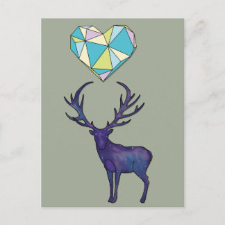 Geo Deer Heart Poster Postcard