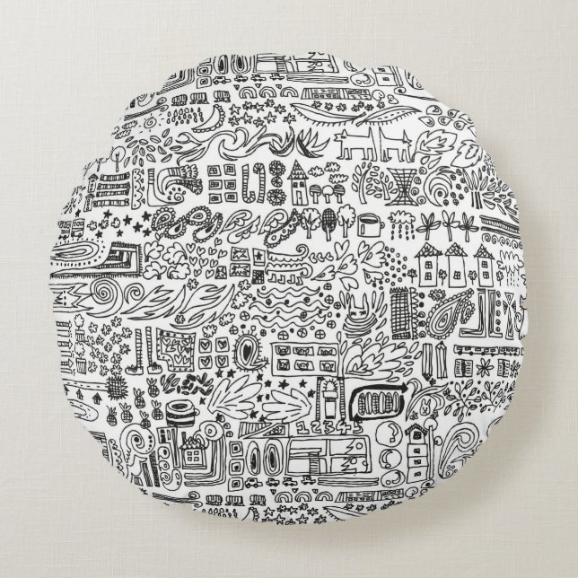 geo design round pillow (Front)