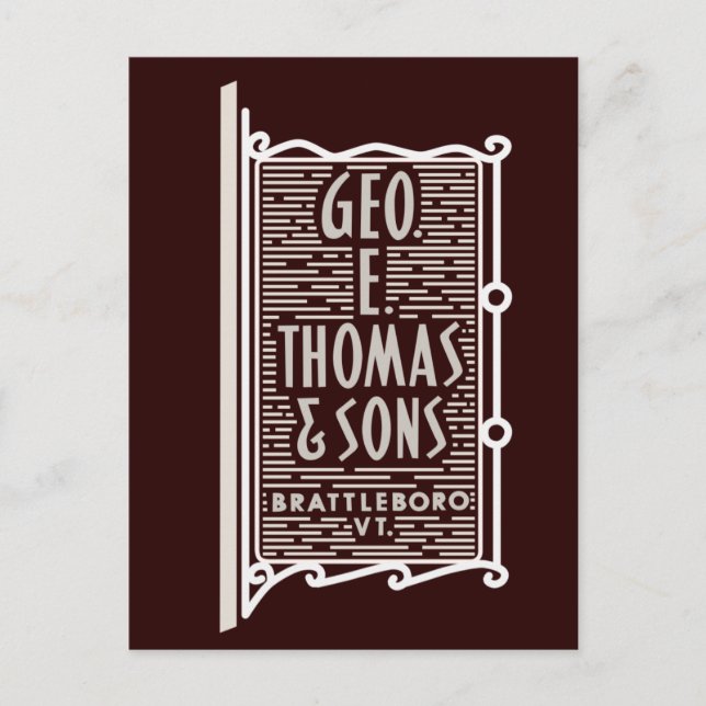 Geo. E. Thomas & Sons Brattleboro VT Logo Postcard (Front)
