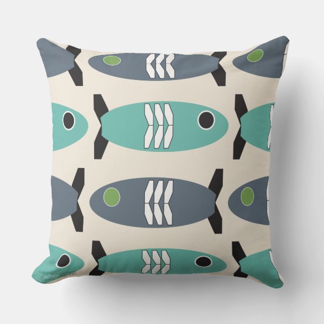 Geo fish throw pillow (Front)