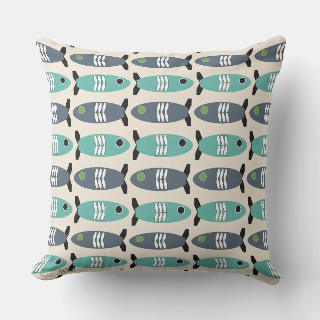 Geo fish throw pillow (Front)