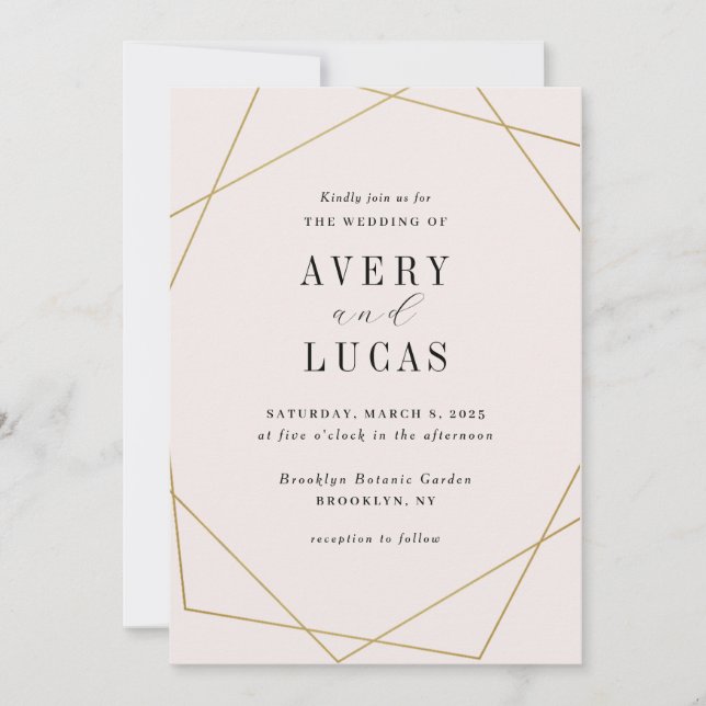 Geo Frame EDITABLE COLOR Wedding Invitation GEO (Front)