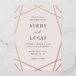 Geo Frame Foil Editable Color Faire-part de mariag