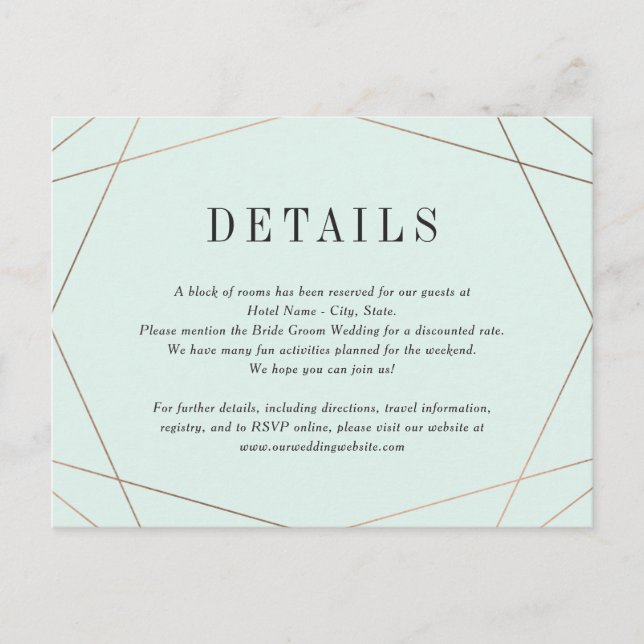 Geo Frame Wedding Details Enclosure Card (Front)