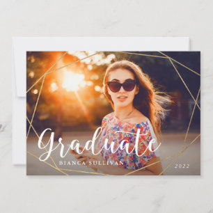 Geo Gold Foil Graduate Photo Invitation