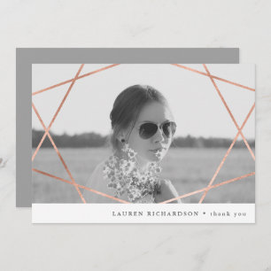 Geo Graduate Faux Copper with Photo Thank You Invitation