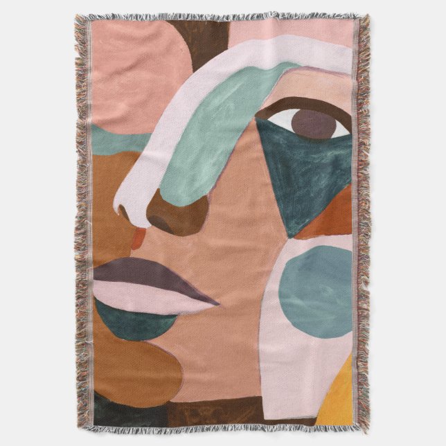 Geo Half Face Throw Blanket (Front Vertical)