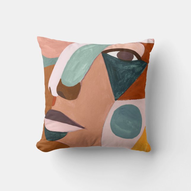 Geo Half Face Throw Pillow (Front)