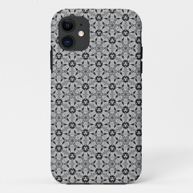 Geo Hexagon Black + Silver Motif iPhone 5 Coque (Dos)