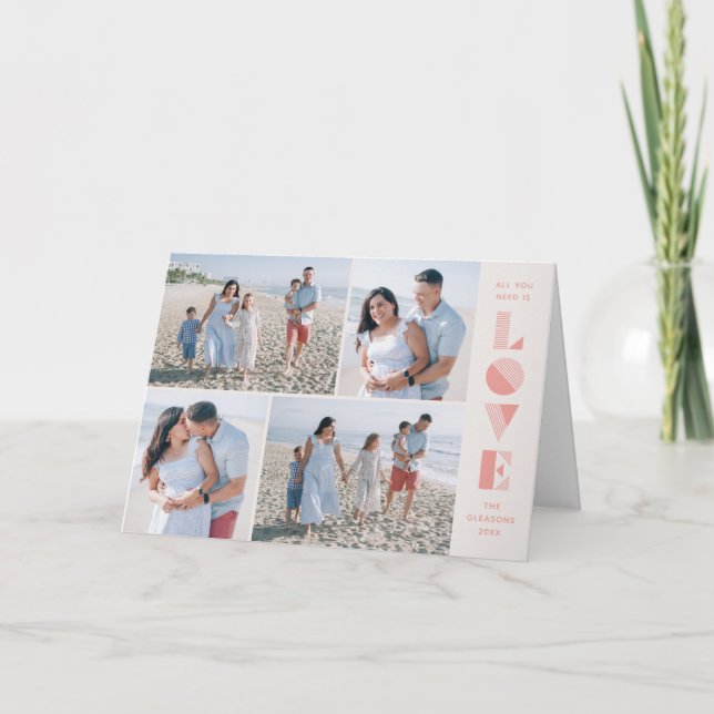 Geo Love 4-Photo Carte Saint Valentin - Saumon (Devant)