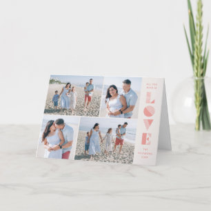 Geo Love 4-Photo Valentine's Day Card - Salmon
