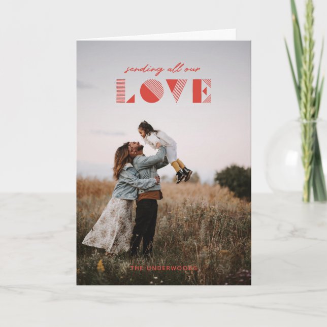 Geo Love Overlay Valentine's Day Card - Red (Front)