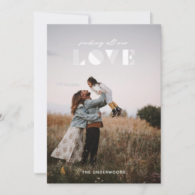 Geo Love Overlay Valentine's Day Card - White (Front)