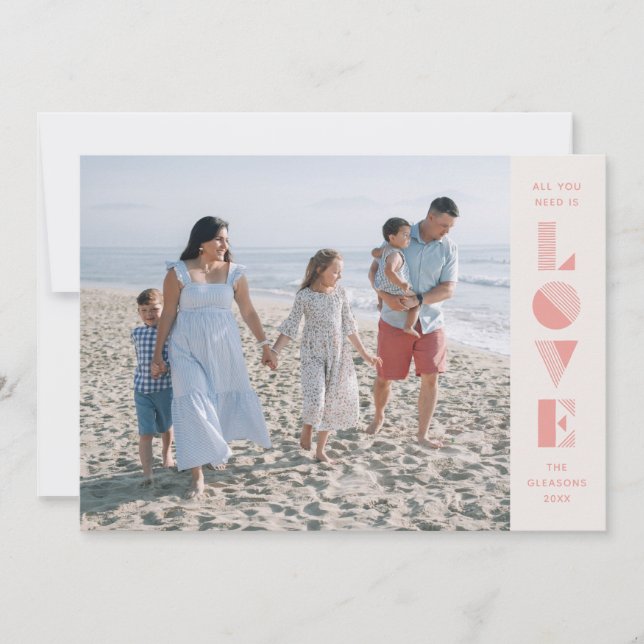 Geo Love Valentine's Day Carte photo - Saumon (Devant)