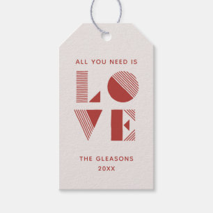 Geo Love Valentine's Day Photo Gift Tag - Cherry