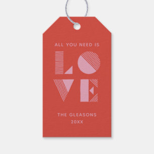 Geo Love Valentine's Day Photo Gift Tag - Red