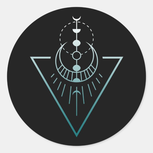 geo moon phases classic round sticker (Front)