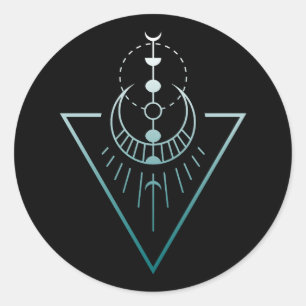 geo moon phases classic round sticker