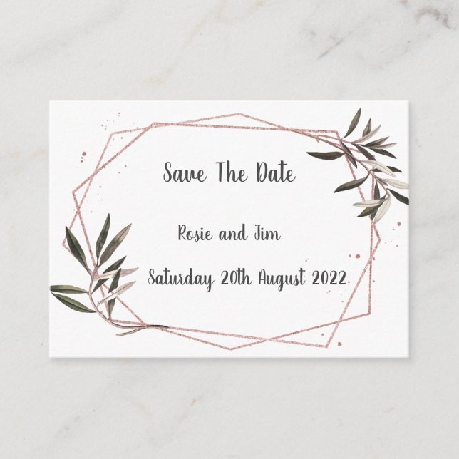 Geo Olive Leaf Budget Enregistrer La Carte Date (Devant)