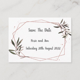Geo Olive Leaf Budget Save The Date Card