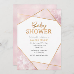 Geo Pink and Gold Baby Shower invitation