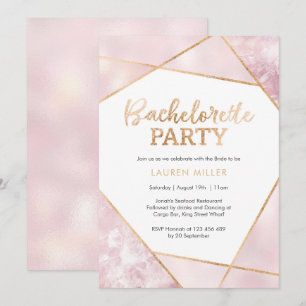 Geo Pink and Gold Bachelorette Party invitation