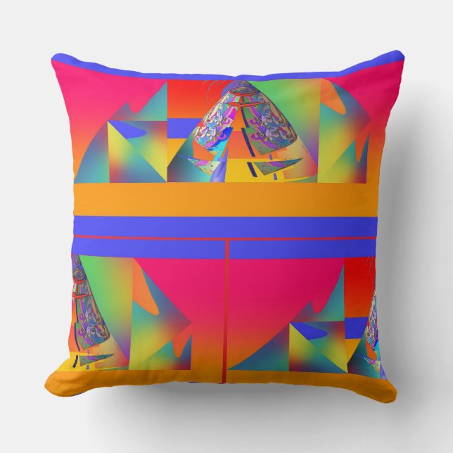 Geo Pyramid Collage Throw Pillow (Front)