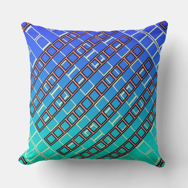 Geo Repeat Blue Green  Throw Pillow (Front)