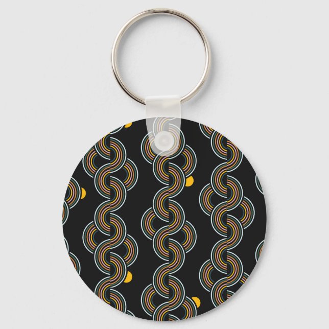 Geo Stripe: Trendy Vintage Design Keychain (Front)