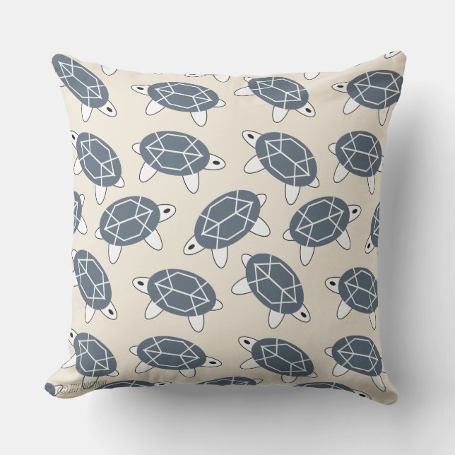 Geo turtle with geometric design back throw pillow (Front)