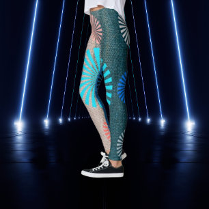 GeoBlend Striped Leggings, Earth & Sky Hues Leggings