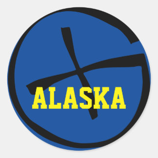 Geocache Alaska Yellow/Blue Classic Round Sticker
