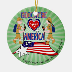 GEOCACHE AMERICA GEOCACHING CERAMIC ORNAMENT