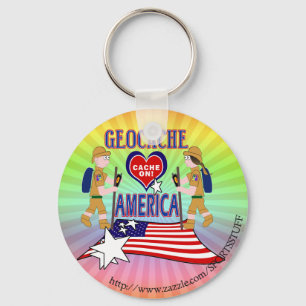 GEOCACHE AMERICA GEOCACHING KEYCHAIN