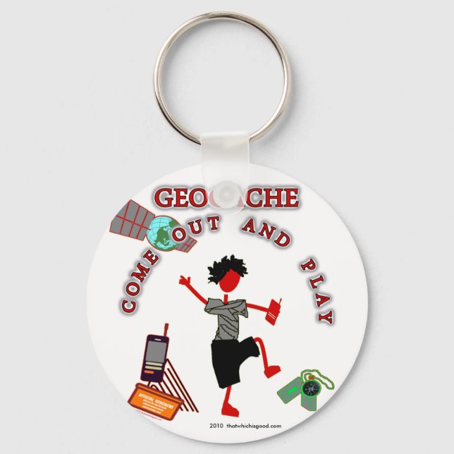 Geocache Come Out And Play Keychain (Front)