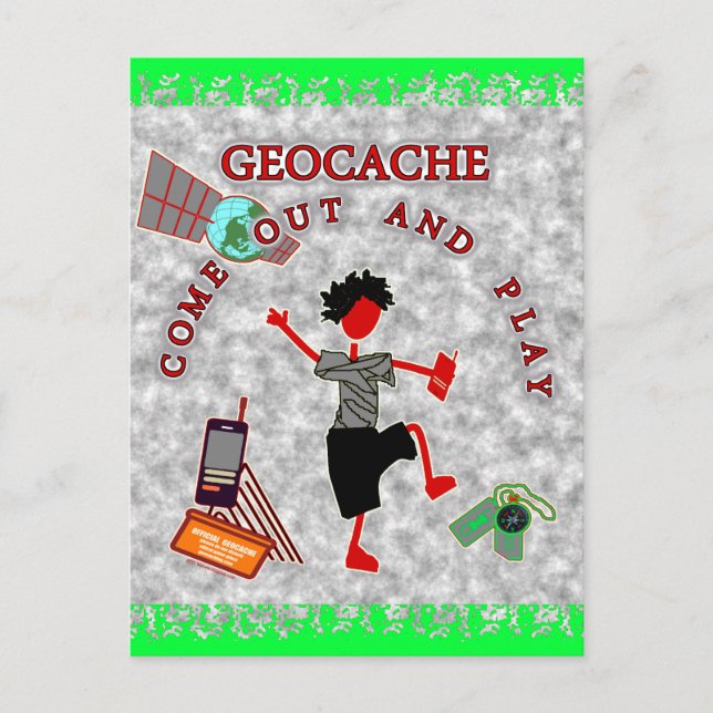 Geocache Come Out And Play Postcard (Front)