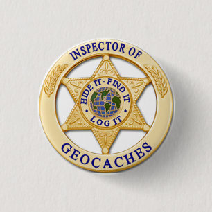 Geocache Inspector -Hide, Find,Log Badge 1 Inch Round Button