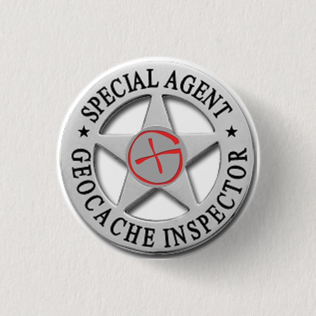 Geocache Inspector *Special Agent* w/logo 1 Inch Round Button (Front)
