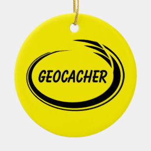 Geocacher Black Splash Ceramic Ornament