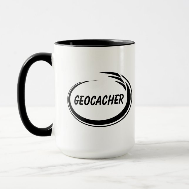 Geocacher Black Splash Mug (Left)