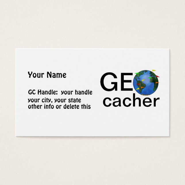 Geocacher Earth Geocaching Signature or Handle (Front)