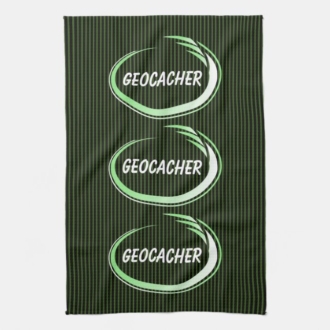 Geocacher Green Splash Kitchen Towel (Vertical)