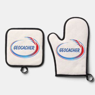 Geocacher Green Splash Oven Mitt & Pot Holder Set