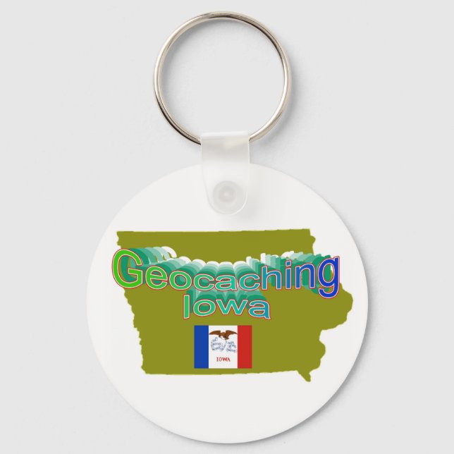 Geocaching Iowa Keychain (Front)