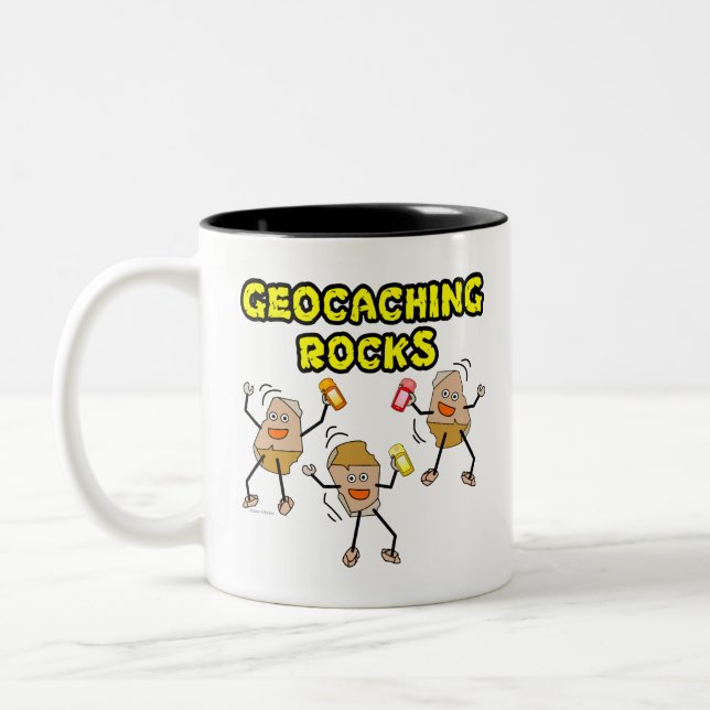 Geocaching Rocks Two-Tone Coffee Mug (Left)