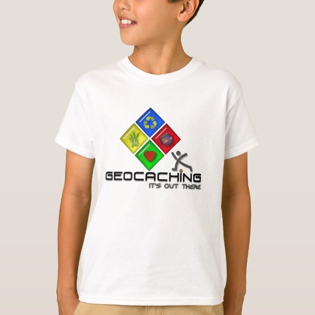 Geocaching Stickman Geocacher T Shirt for Kids (Front)