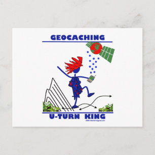 Geocaching U Turn King Postcard