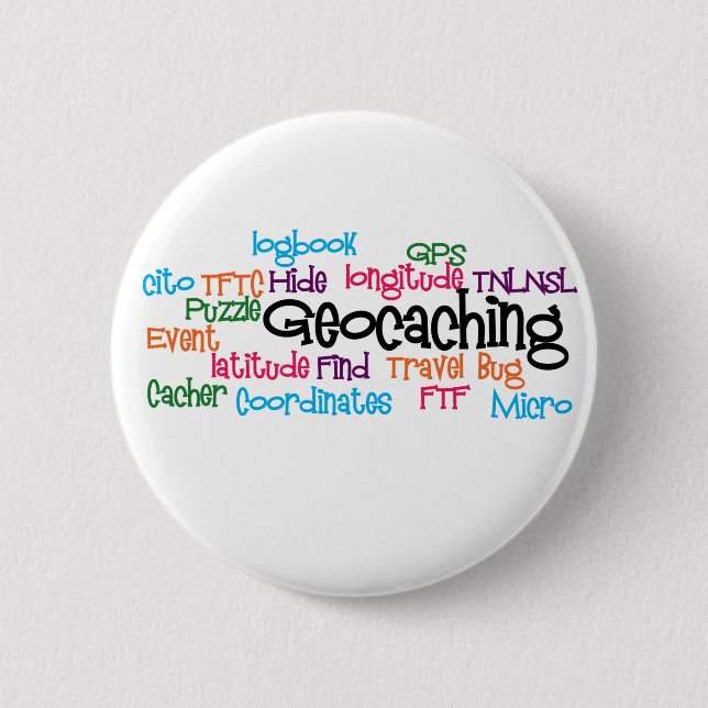 Geocaching Word Collage 2 Inch Round Button (Front)